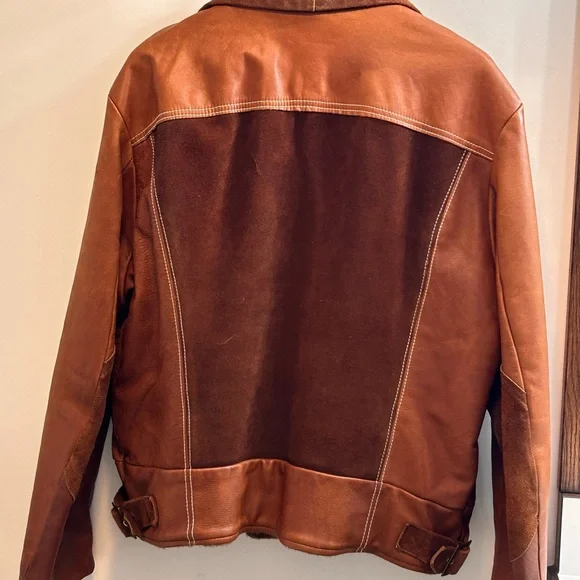 PIONEER Vintage Mens Two Tone Brown Leather Jacket-42 - Picture 4 of 11